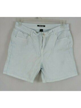 Roz & Ali Blueish White Denim Beaded Jean Booty Shorts Size 16
